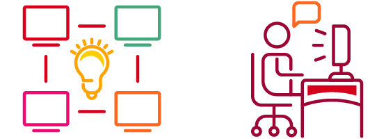 Four corners infographic: four different computers interacting